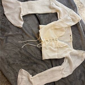 White Long Sleeve Crop Top
